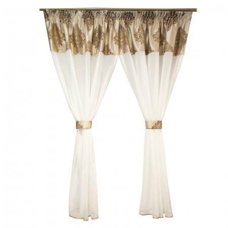 Perdele - Perdea Velaria imperium crem cu esarfe, 225x165 cm