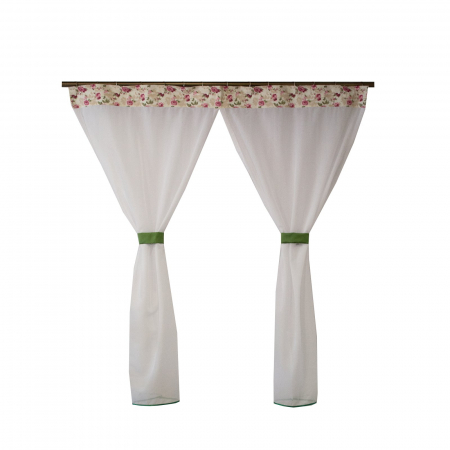 Perdele moderne - Perdea Velaria in alb cu roses rosii, 140x175 cm
