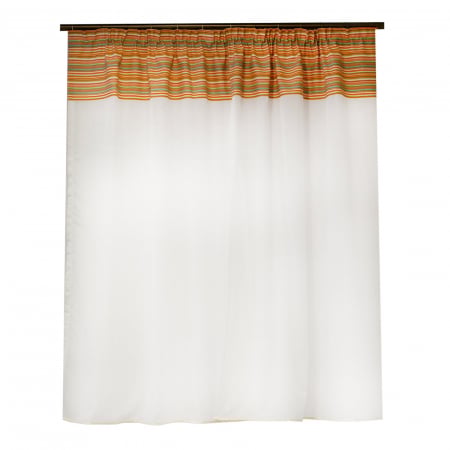 Perdele unicat - Perdea Velaria voal alb cu dungi portocalii si esarfe, 180x155 cm