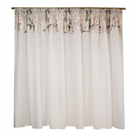 Perdea Velaria in alb cu bata florala, 330x150 cm [0]