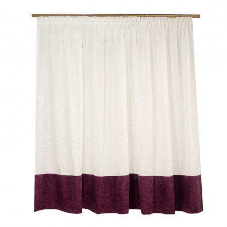 Perdele bucatarie - Perdea Velaria in alb argintiu cu mov, 240x150 cm