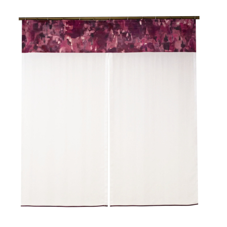 Perdea Velaria in alb cu catifea mov, 130x150 cm [3]