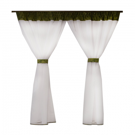 Perdele unicat - Perdea Velaria in alb cu baroc verde si esarfe, 200x175 cm