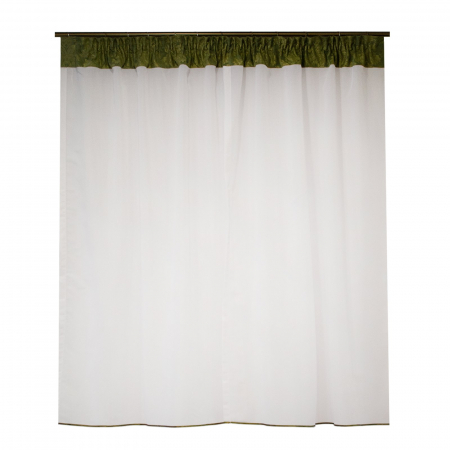 Perdea Velaria in alb cu baroc verde si esarfe, 200x175 cm [1]