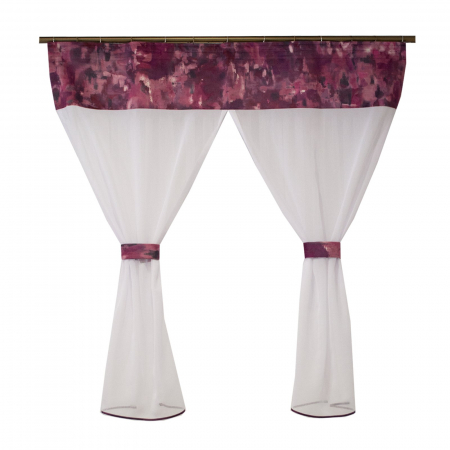 Perdele unicat - Perdea Velaria in alb cu catifea mov, 130x150 cm