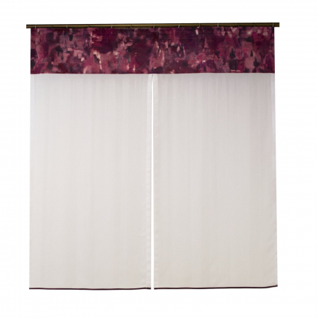 Perdea Velaria in alb cu catifea mov, 130x150 cm [4]