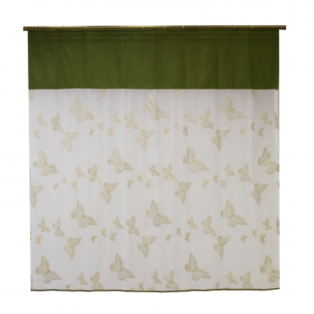 Perdele bucatarie - Perdea Velaria voal alb cu fluturi aurii pictati, 155x160 cm