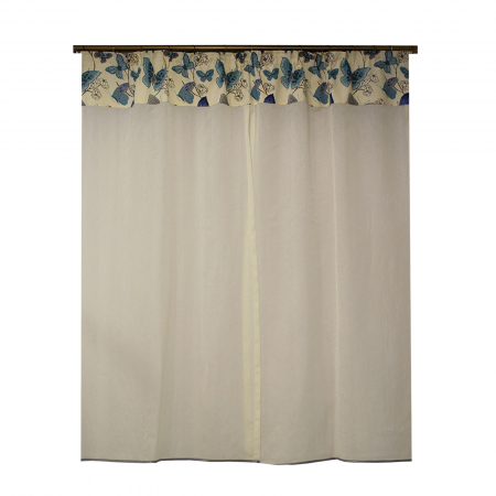 Perdea Velaria in ivory creponat si fluturi albastri, 130x170 cm [1]