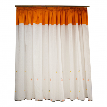 Perdele bucatarie - Perdea Velaria in alb cu fructe, 330x150 cm