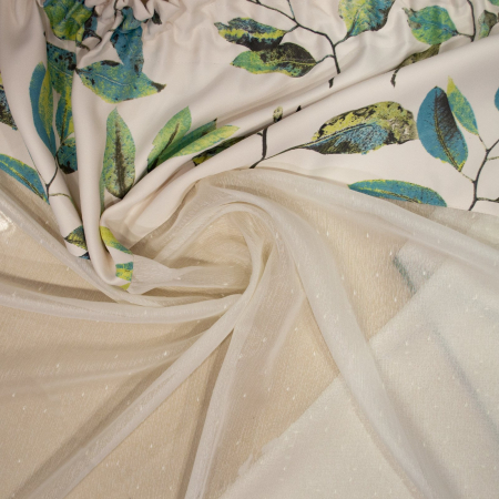 Perdea Velaria ploita unt cu frunze verzi, 450x160 cm [1]