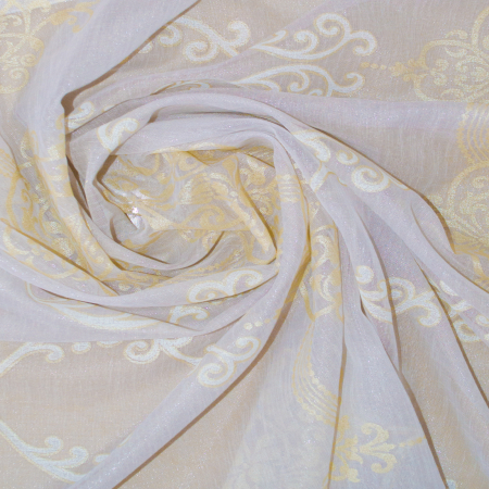 Perdea Velaria in alb cu baroc bej, 185x130 cm [2]