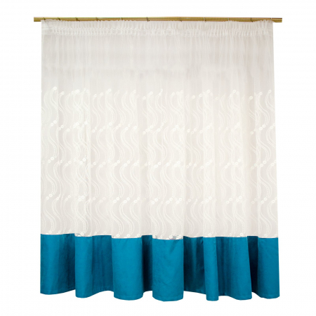 Perdele bucatarie - Perdea Velaria tiul alb cu imprimeu floral, 320x150 cm