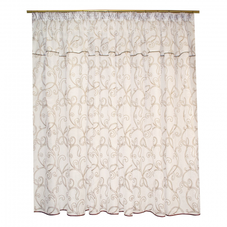 Perdele la oferta - Perdea Velaria in alb cu imprimeu arabesc, 330x160 cm