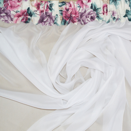 Perdea Velaria crep alb cu flori, 190x165 cm [1]