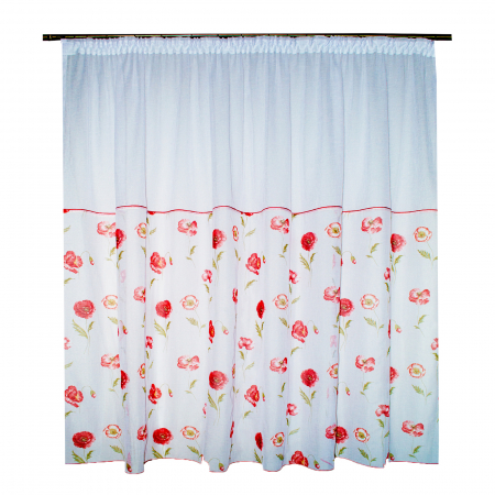 Perdea Velaria in alb cu maci rosii, 220x145 cm [2]