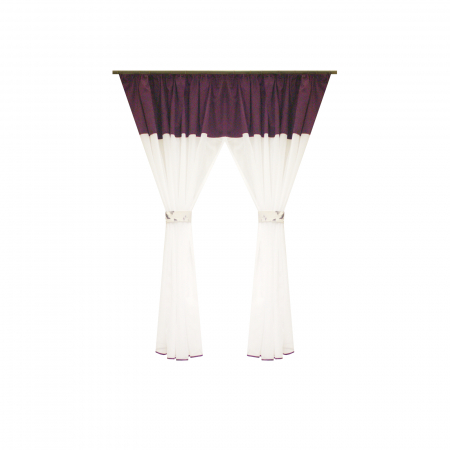 Perdele bucatarie - Perdea Velaria in alb cu milas mov, 350x155 cm
