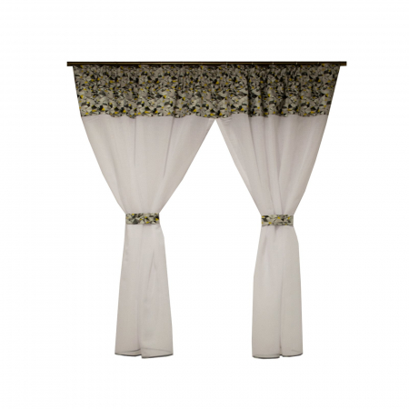Perdele bucatarie - Perdea Velaria in alb cu model geometric, 190x170 cm