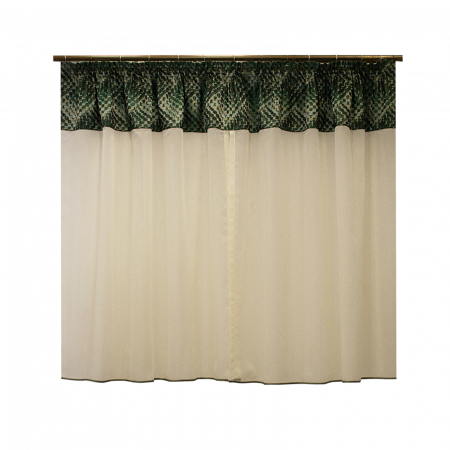 Perdea Velaria voal crem si tafta verde, 240x145 cm [1]