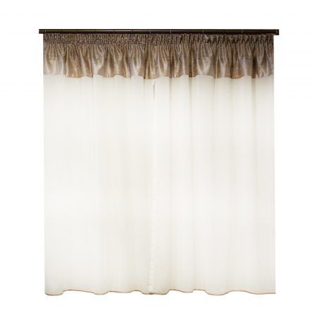 Perdea Velaria in alb cu tafta satinata roz pal, 300x140 cm [1]