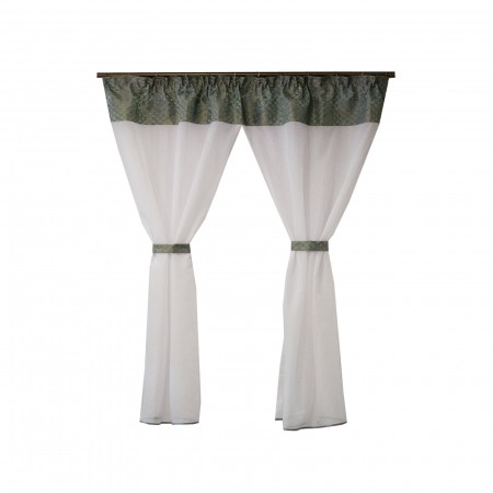 Perdea Velaria in alb cu tafta verde si esarfe, 160x175 cm [2]