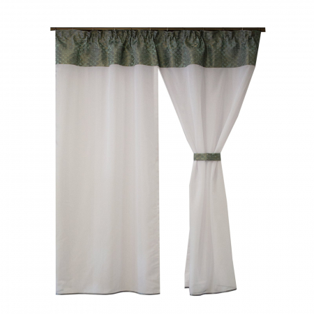 Perdea Velaria in alb cu tafta verde si esarfe, 160x175 cm [1]