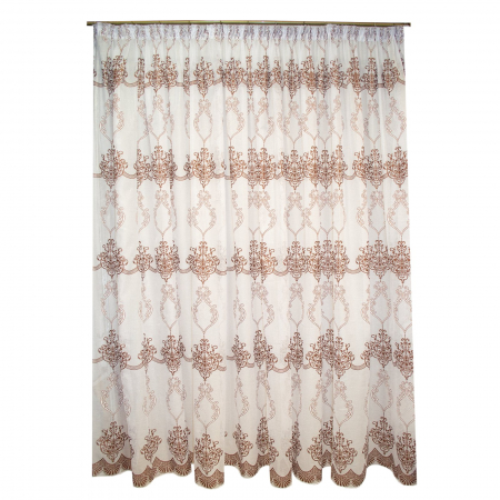 Perdele moderne - Perdea Velaria in alb cu imprimeu wenge, 440x245 cm