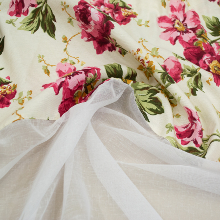 Perdea Velaria in alb si flori burgundy, 280x160 cm [2]