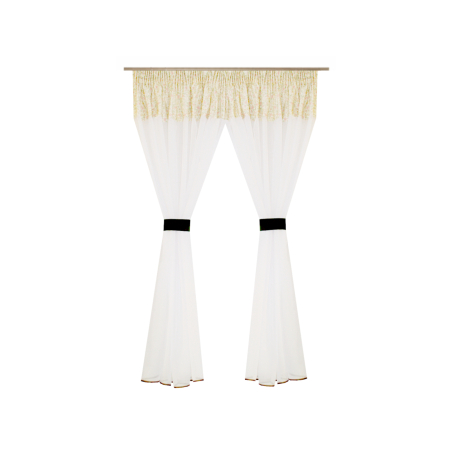 Perdele bucatarie - Perdea Velaria in alb si flori, 345x150 cm