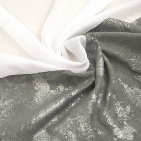 Perdea Velaria in alb si suet gri patinat, 125x150 cm [1]