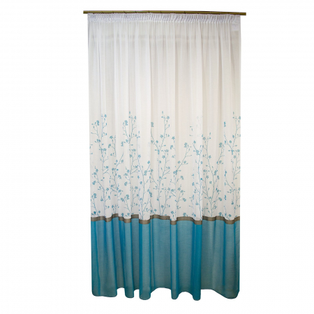 Perdele moderne - Perdea Velaria in lido cu flori turcoaz, 300x245 cm