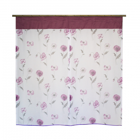 Perdea Velaria in alb cu maci mov, 140x140 cm [2]