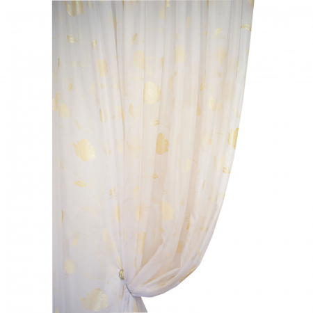 Perdea Velaria voal alb cu lalele aurii, 340x260 cm [3]