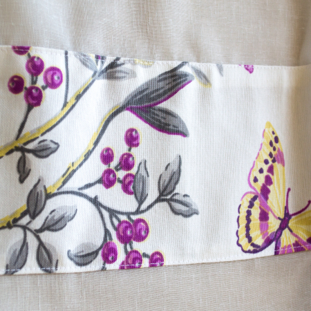 Perdea Velaria in ivory cu fluturi mov, 215x175 cm [2]