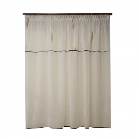 Perdele balcon - Perdea Velaria sable ivoire cu linii maro, 220x150 cm