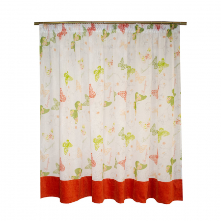 Perdele bucatarie - Perdea Velaria in cu fluturi caramizii si verzi, 280x160 cm
