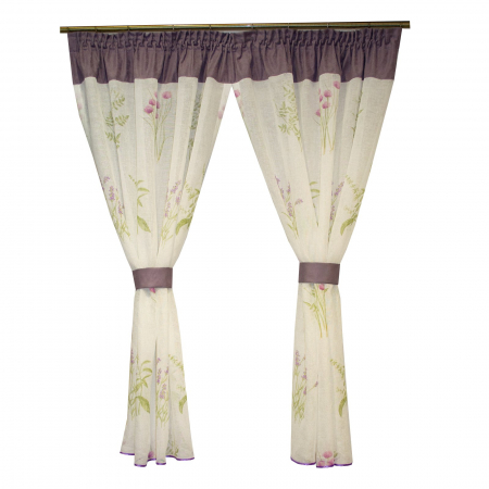 Perdele - Perdea Velaria in cu imprimeu lavanda, 225 x 155 cm