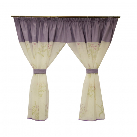 Perdele bucatarie - Perdea Velaria in cu imprimeu lavanda, 295x145 cm