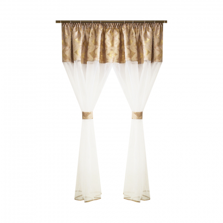 Perdele - Perdea Velaria organza alba si tafta bej, 260x155 cm