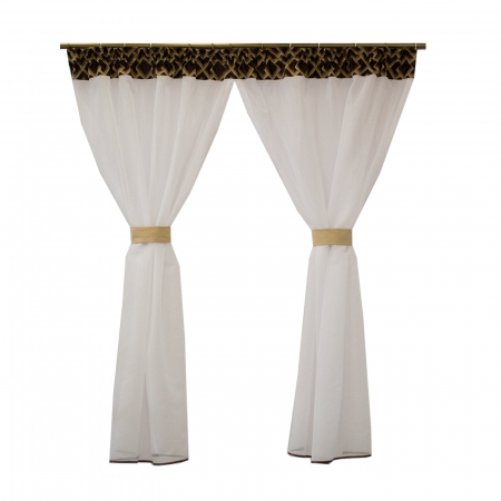 Perdele unicat - Perdea Velaria in lucios alb cu tafta romburi wenge, 185x175 cm