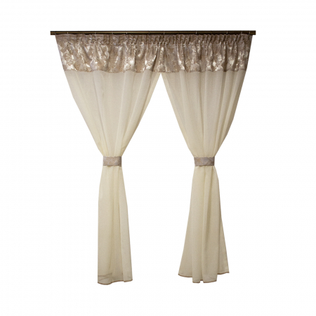 Perdele bucatarie - Perdea Velaria in crem si asos bej, 200x165 cm