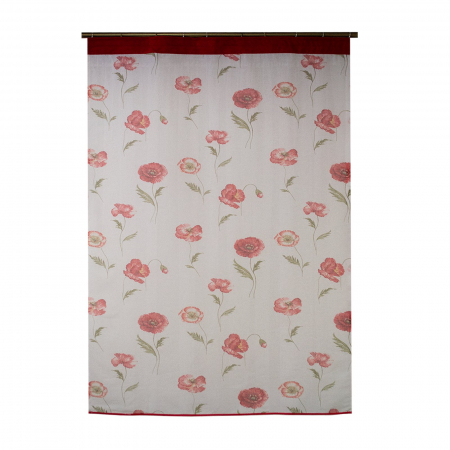 Perdele bucatarie - Perdea Velaria in maci rosii, 90x160 cm