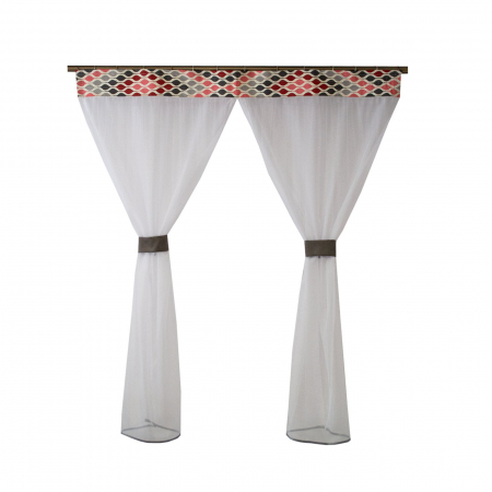 Perdele bucatarie - Perdea Velaria bamboo alb cu buline, 130x145 cm