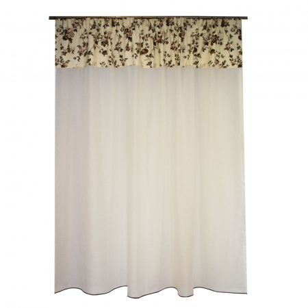 Perdele bucatarie - Perdea Velaria in ivoire cu flori bej, 200x195 cm