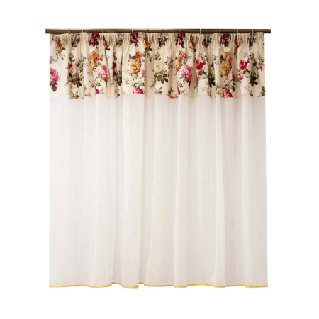 Perdele Outlet - Perdea Velaria in ivoire cu flori, 245x200 cm