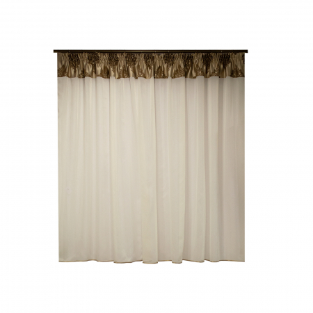 Perdele bucatarie - Perdea Velaria voal ivoire cu tafta baroc bej, 320x175 cm