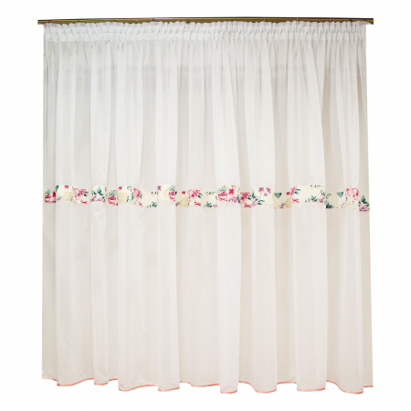 Perdele la oferta - Perdea Velaria alba cu flori, 400x150 cm