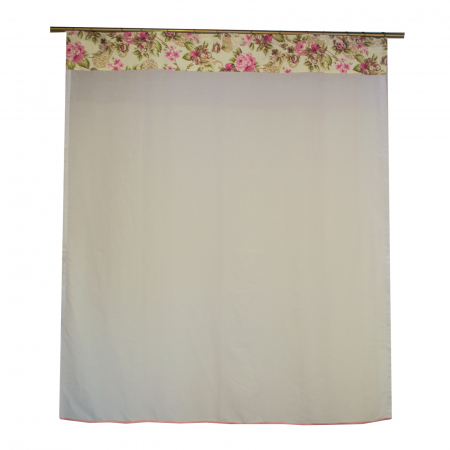 Perdele la oferta - Perdea Velaria in alb cu trandafiri roz, 140x160 cm