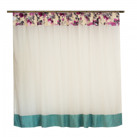 Perdea Velaria voal ivoire cu bordura menta, 245x185 cm [0]