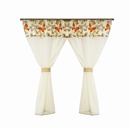 Produse - Perdea Velaria in ivoire cu fluturi portocalii, 170x150 cm