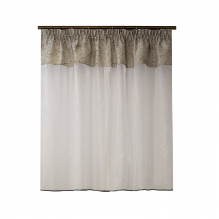 Perdele moderne - Perdea Velaria organza alba si tafta gri, 180x120 cm